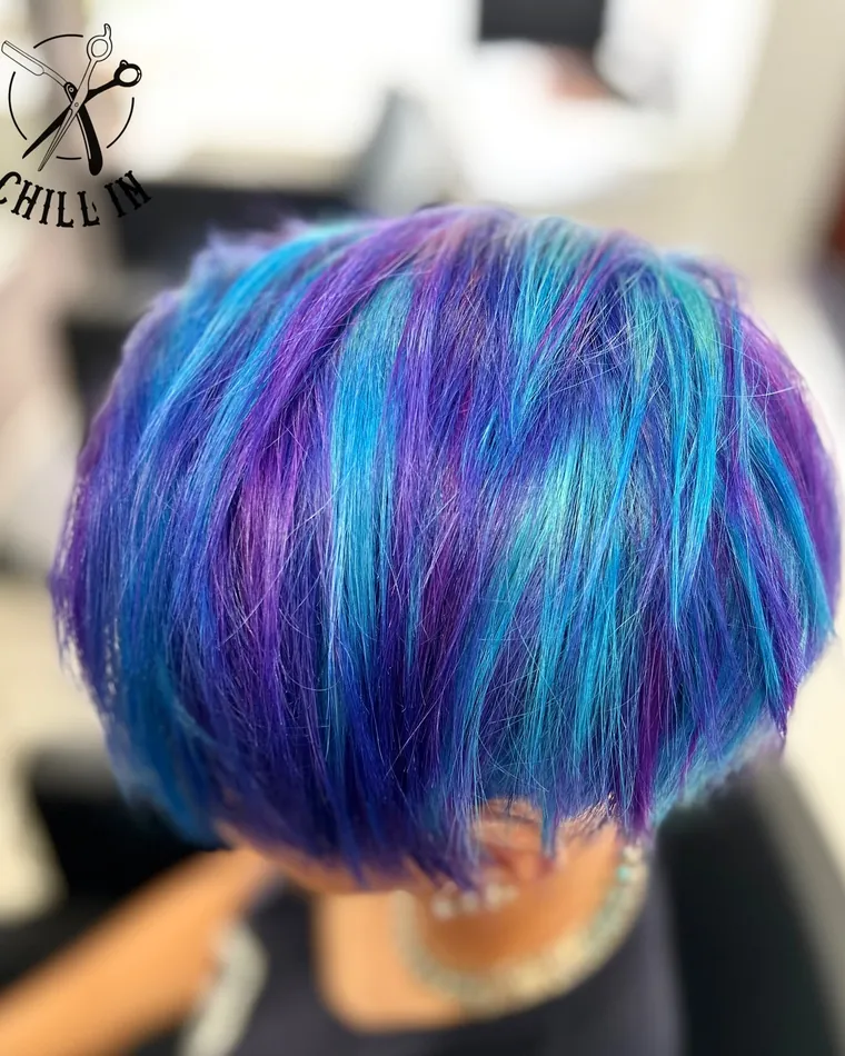 Caschetto blu, viola e turchese